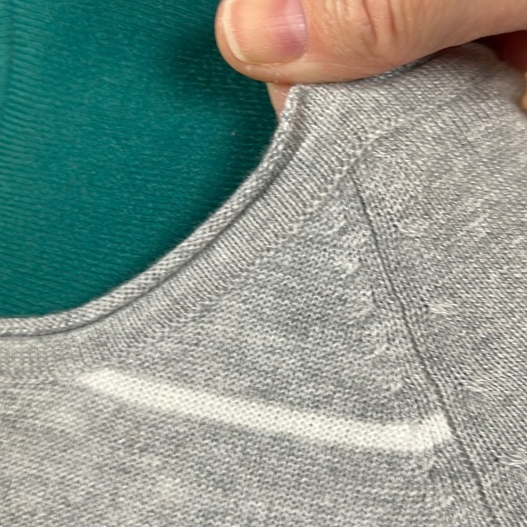 Sonoma Gray White Stripe Stretch Knit Raglan Relaxed Fit Pullover Top Women XS - Picture 4 of 15